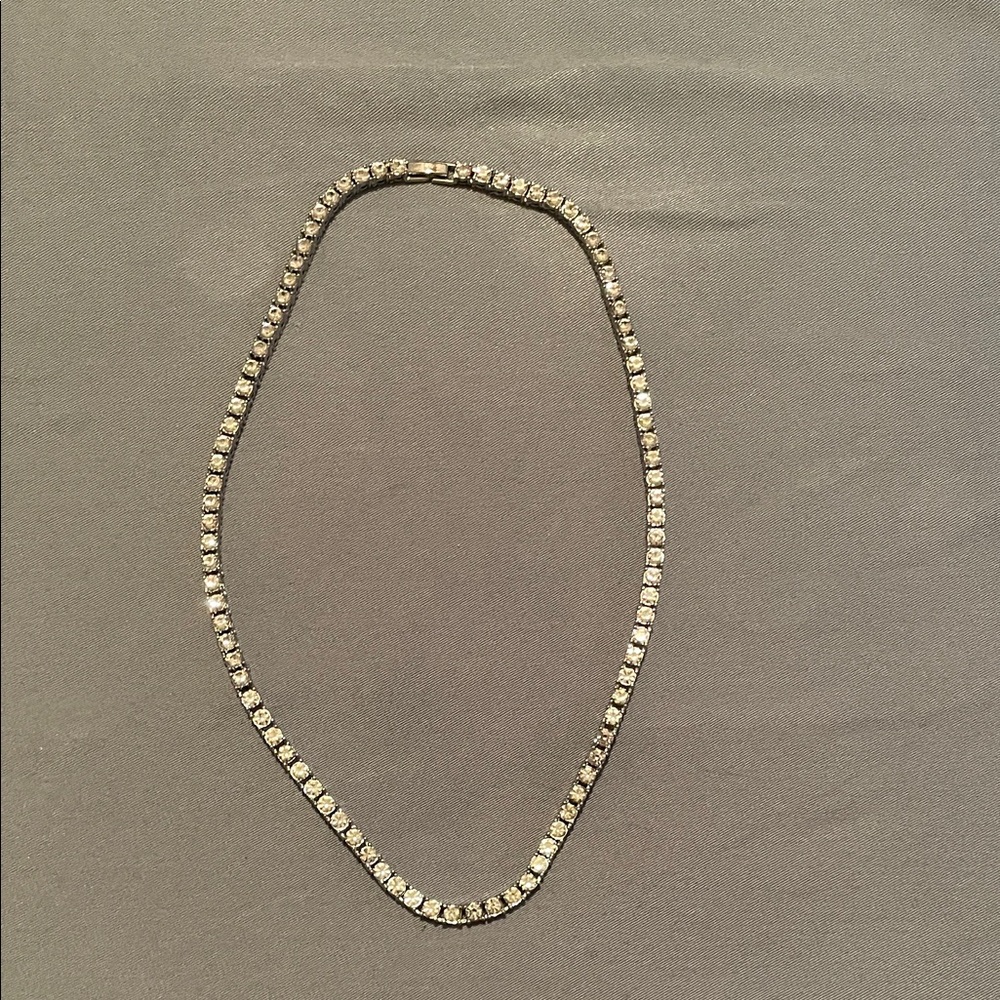 Cubic zirconia Tennis Necklace - Silver Tone 18 inch